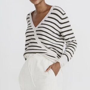 Madewell Wrap-Front Sweater in Elthorne Stripe